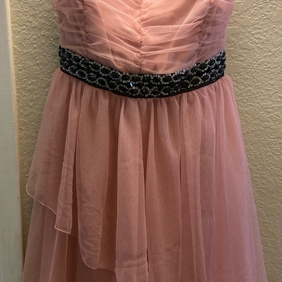 Francesca’s trixxi vintage rose blush strapless dress black & silver gem waist - Picture 9 of 12